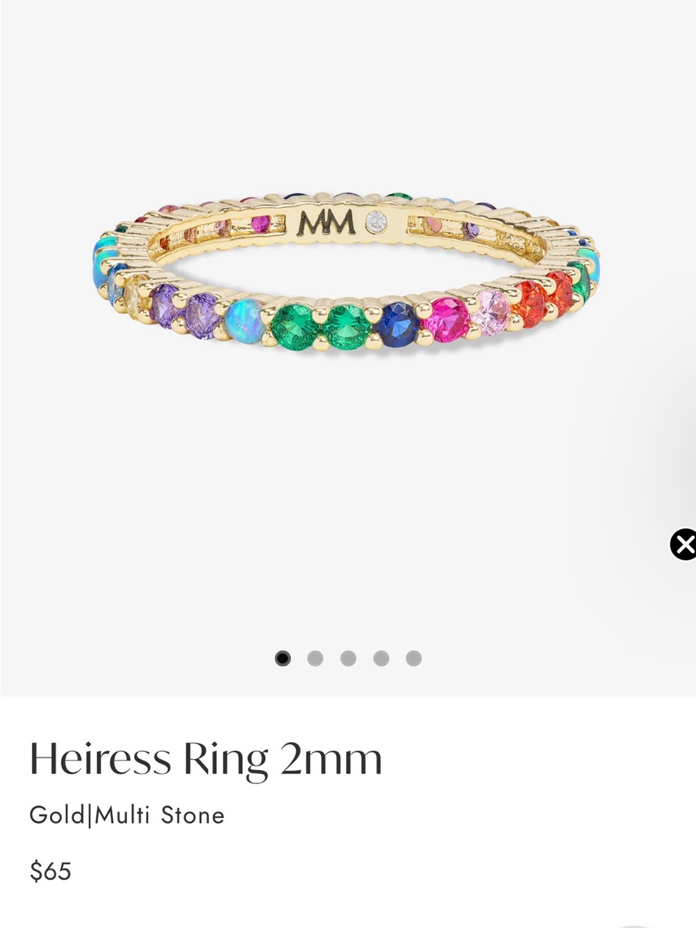 Melinda Maria Gold Rainbow Multi-Stone Stackable Ring